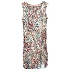 T by Talbots | Women’s Red/White/Blue Paisley Print Sleeveless Dress Sundress M
